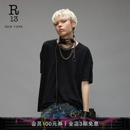 R13早秋简约纯色短袖T恤男女同款