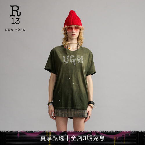 R13宽松字母印花短袖T恤