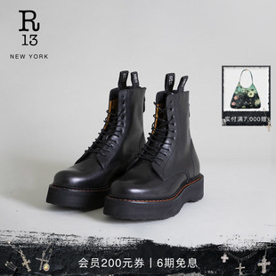 春夏系列 R13 女士英伦风厚底短靴切尔西靴圆头皮靴 明星同款