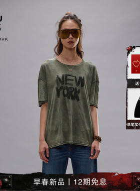 R13 2026早春新品 休闲宽松简约个性字母印花短袖T恤