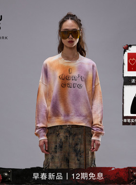 R13 2026早春新品 短款宽松个性时尚拼色卫衣套头衫