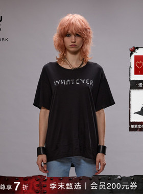 【明星同款】R13 宽松纯色简约字母印花圆领短袖T恤