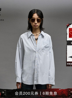 【品牌经典】R13 简约风百搭宽松纯色衬衣休闲长袖衬衫