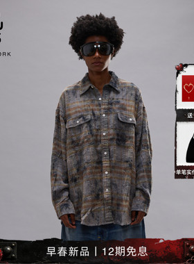 R13 2026早春新品 日系随性经典格纹宽松男友风衬衫