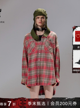 【季末甄选】R13 宽松落肩简约时髦层次感经典格纹衬衫