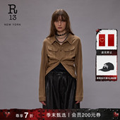 褶皱线条复古翻领短款 上衣衬衫 R13 简约个性 季 末甄选
