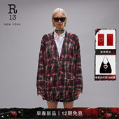 R132026早春新品 松弛休闲Oversized慵懒印花针织开衫 毛衣