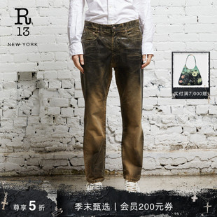 男友风直筒牛仔裤 R13 褪色涂层工艺低腰修身 BOYFRIEND 早秋系列
