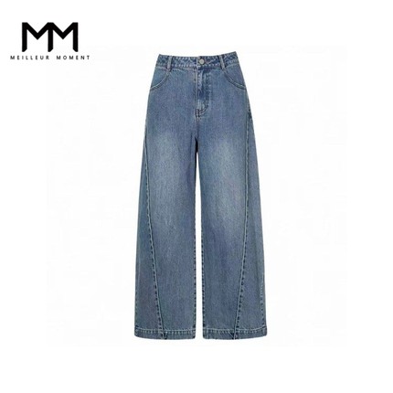 MM麦檬新品立体剪裁弯刀裤廓形高腰牛仔裤2026春季新款4E8151191