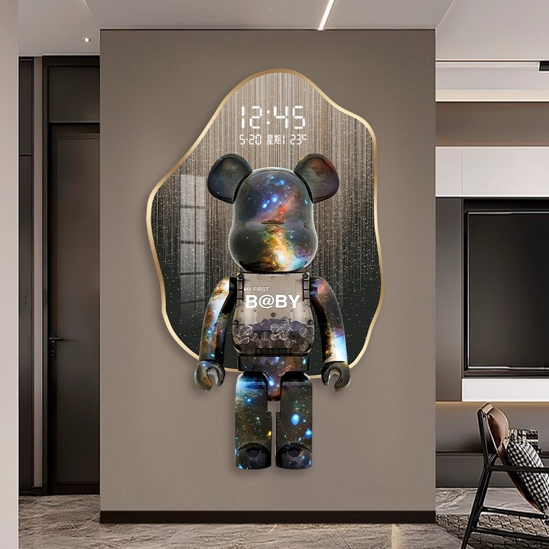 暴力熊玄关装饰画电子屏数显时钟