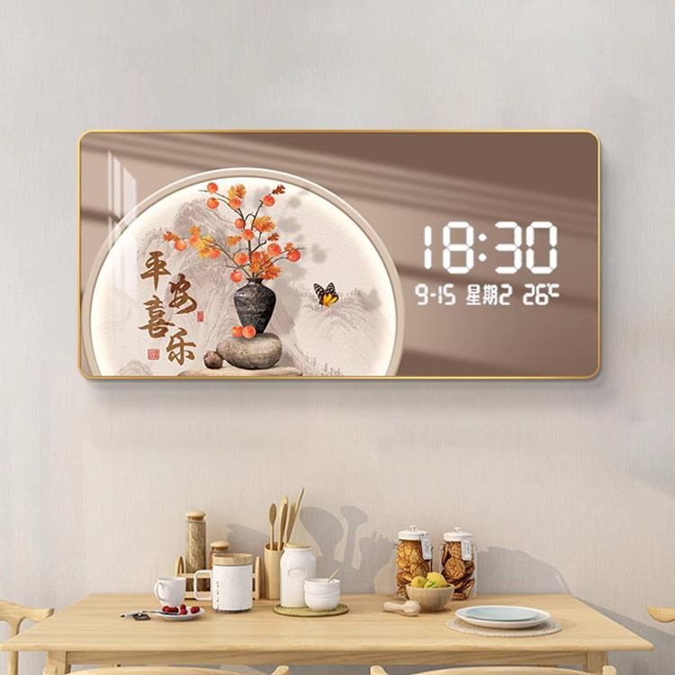 新中式客厅装饰画挂钟沙发万年历