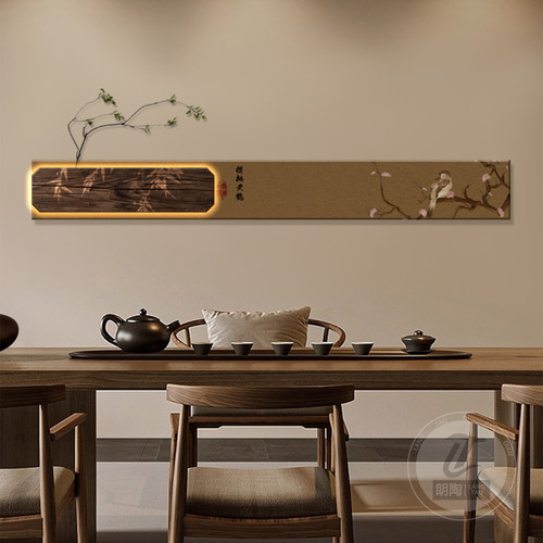 新中式复古装饰画长条氛围感灯画