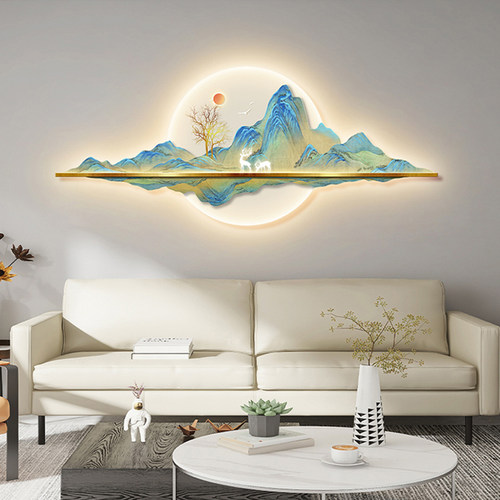 客厅茶室中式否千里江山图挂画