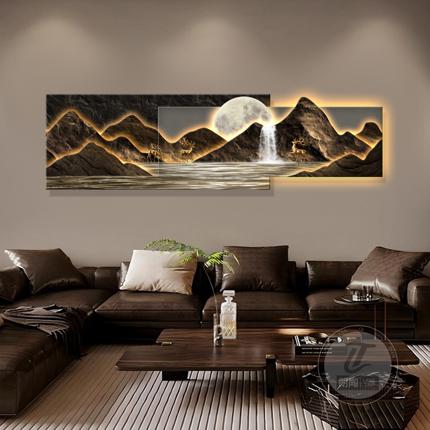 背有靠山高级感沙发背景墙画