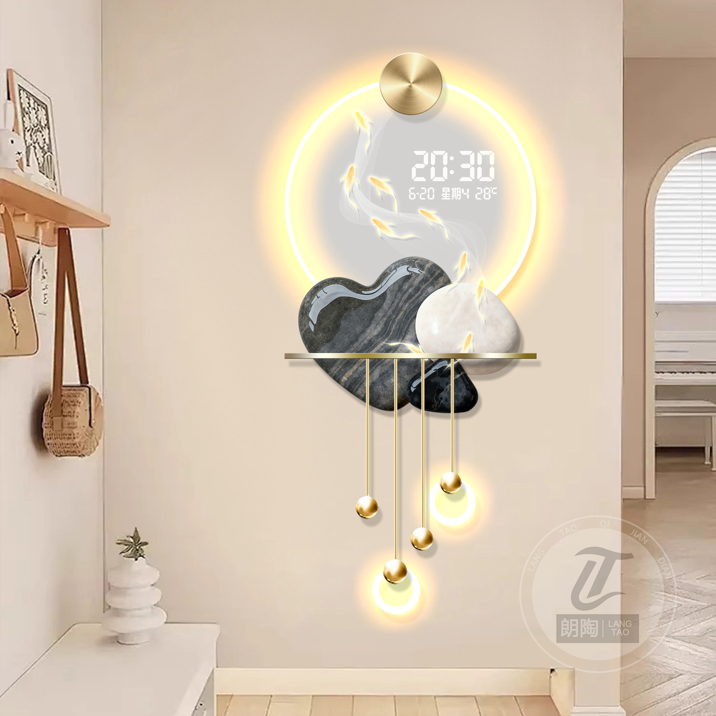 现代简约客厅玄关装饰画石来运转