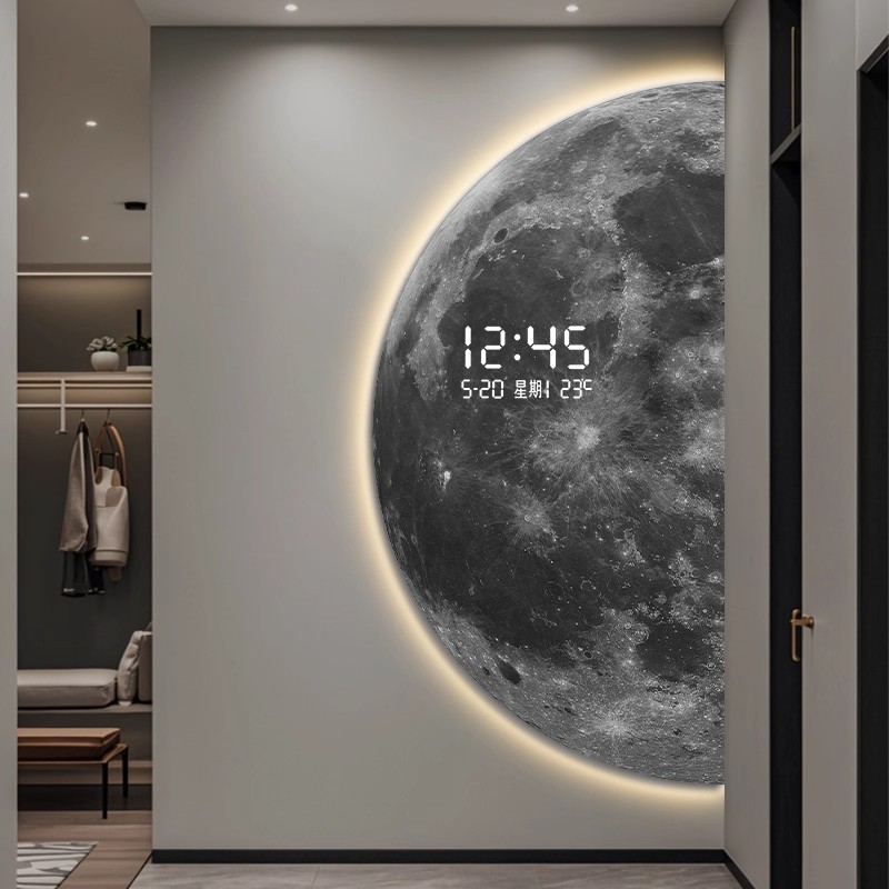 简约现代星球玄关装饰画数显时钟