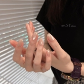 裸色玻璃珠纯手工穿戴甲高级感爆闪草莓晶石猫眼穿戴甲美甲