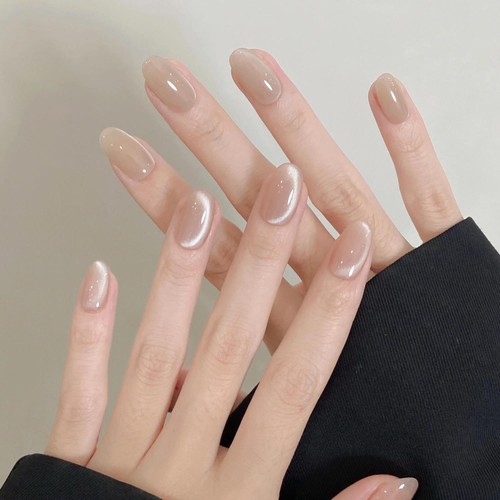 甄嬛华妃同款气质冰透裸色猫眼手工甲可拆卸穿戴甲新娘孕妇可用