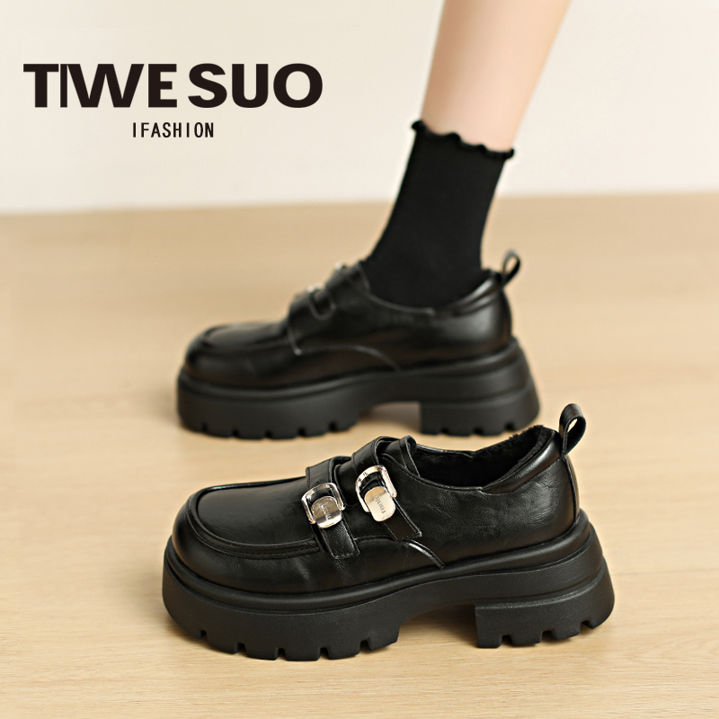 厚底增高小皮鞋女英伦风乐福单鞋