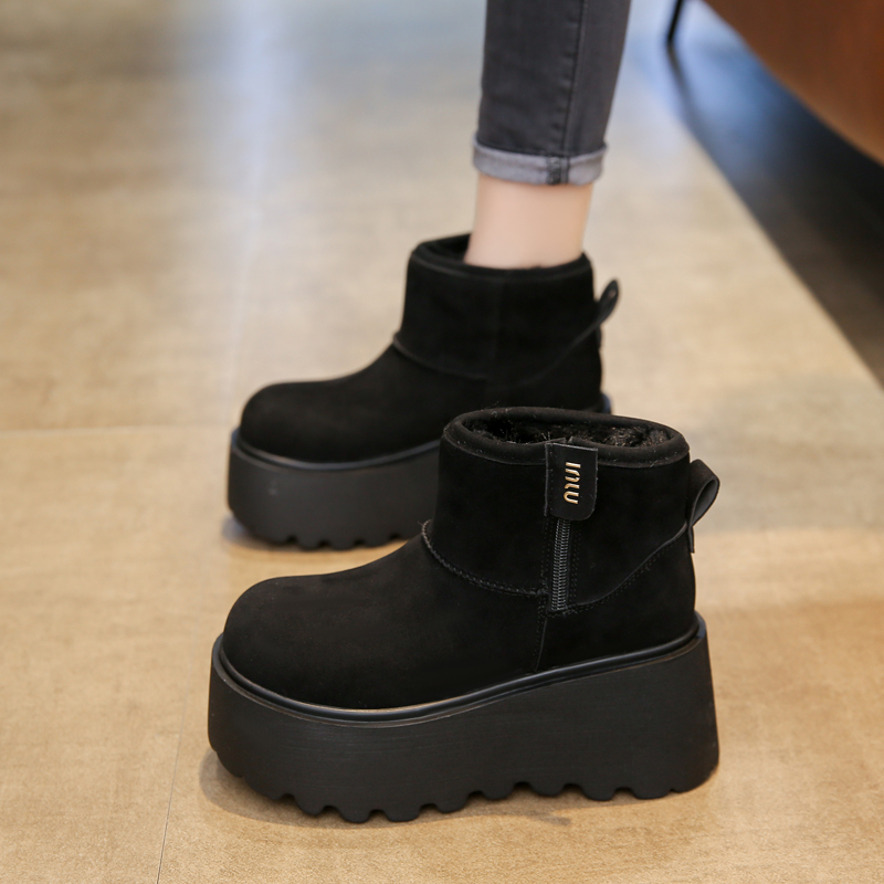 松糕厚底雪地靴加绒短筒保暖棉鞋