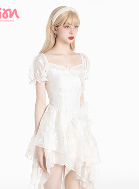 FLIM【蒋申同款】法式茶歇连衣裙显瘦遮垮仙女荷叶边不规则裙子