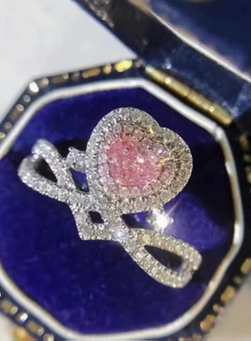 进口D色莫桑石皇冠爱心戒指