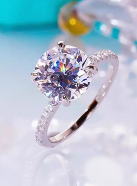 进口D色莫桑石四爪半壁戒指