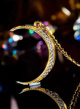 微镶月亮项链时尚轻奢