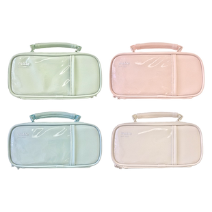 sunstar太阳星mitte双层五面大容量收纳拉链文具整理收纳包笔袋纯色时尚学生提手PU材质文艺清新配色