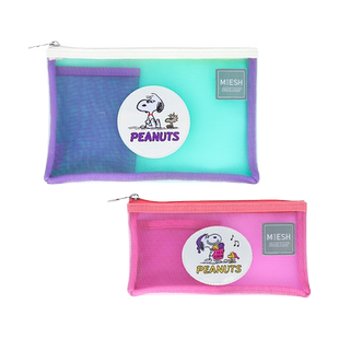 sunstar太阳星Snoopy史努比限定款拼接风网眼笔袋文具收纳包化妆包高颜值大容量半透明学生B6