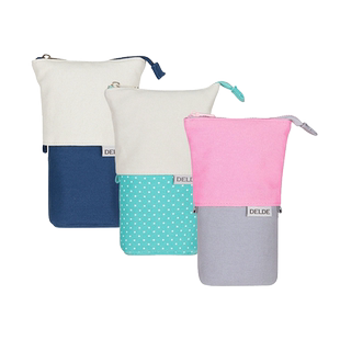 sunstar太阳星文具旗舰店立式伸缩笔袋DELDE桌面立式大容量分层可站立文具盒拉链创意笔筒学生文具收纳简约