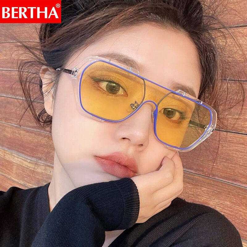 贝尔莎(BERTHA)太阳镜男陈伟霆同款墨镜女防紫外线大脸2022连体大