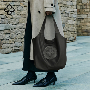 CASSILE卡思乐尼龙马甲托特包休闲百搭黑色大容量单肩腋下帆布包