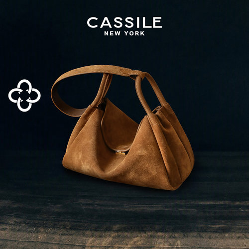 CASSILE卡思乐麂皮绒面枕头包秋冬美拉德单肩摇篮包手提元宝包女
