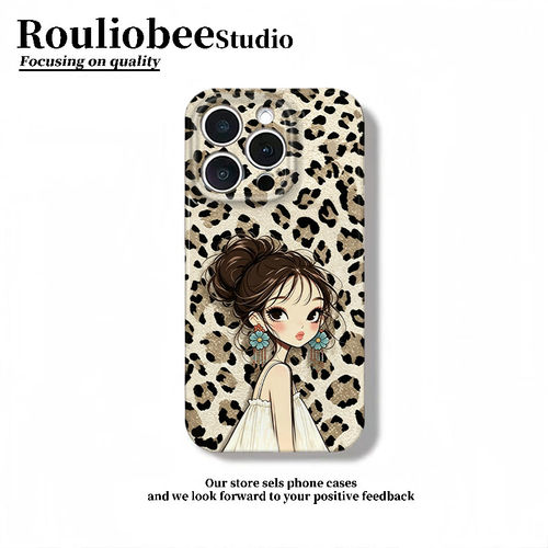 豹纹韩系女孩适用iPhone17promax手机壳苹果18菲林16华为p90vivos50小米17创意opporeno15红米k90荣耀一加ace
