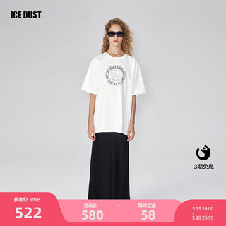 ICEDUST 24春夏新款小众设计圆环碱水结印花休闲通勤短袖T恤女士