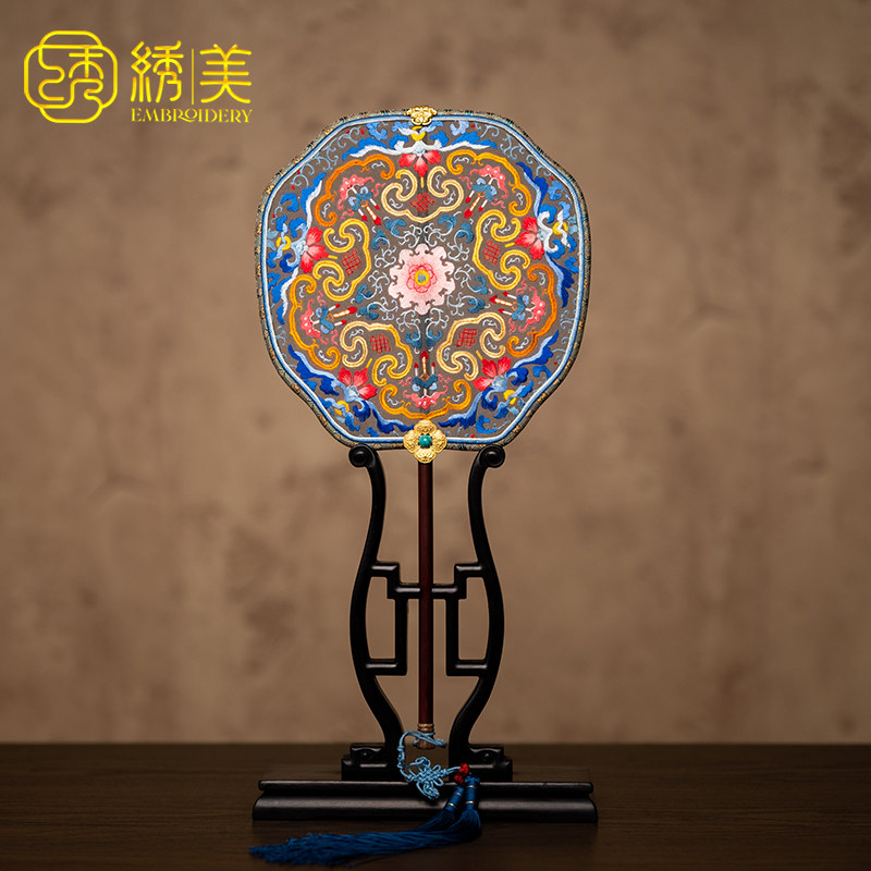 苏绣团扇绣美中国风双面绣工艺扇