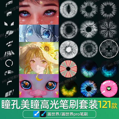 画世界pro笔刷素材人像孔眼睛虹膜高光动漫绘画美妆眼珠装饰