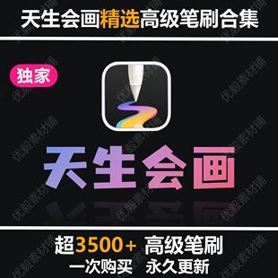 华为天生会画笔刷海怪勾线上色花草动漫包浆毛发古风绘画素材合集