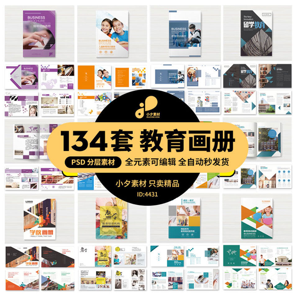 学校校园招生儿童教育培训机构画册手册宣传页psd/ai设计素材模板