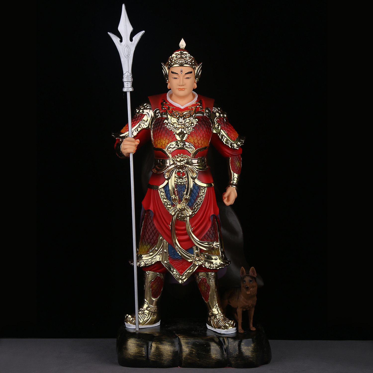 二郎神树脂神像杨戬哮天犬站像二郎显圣真君佛像家用客厅供奉摆件