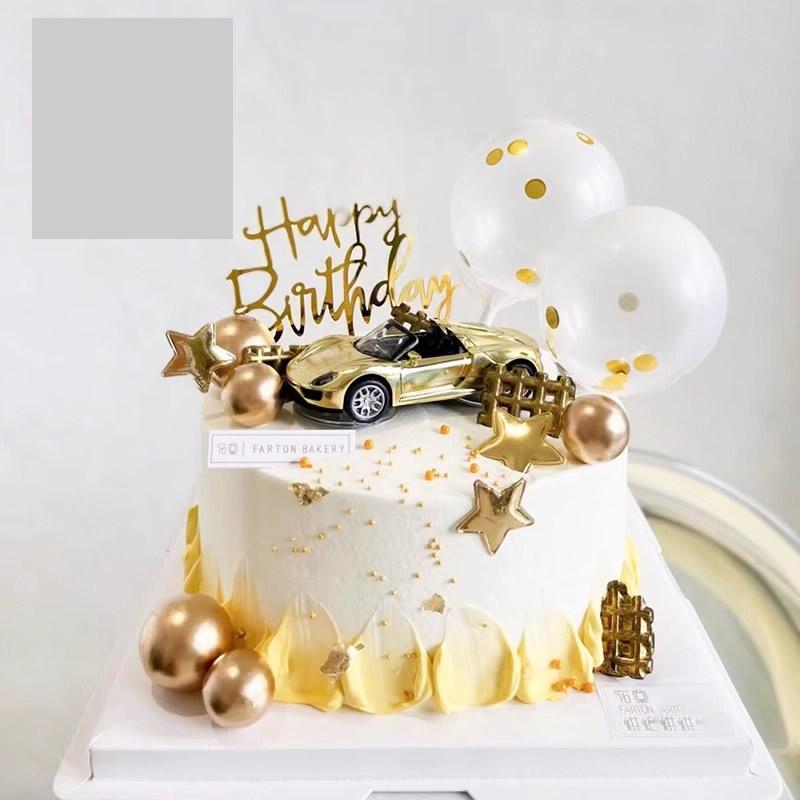 网红汽车蛋糕装饰金色敞篷越野车摆件跑车男神爸爸父亲节蛋糕装饰