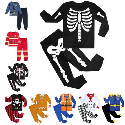 万圣节儿童睡衣skeleton pajamas夜里发光骷髅骨架男女派对演出服
