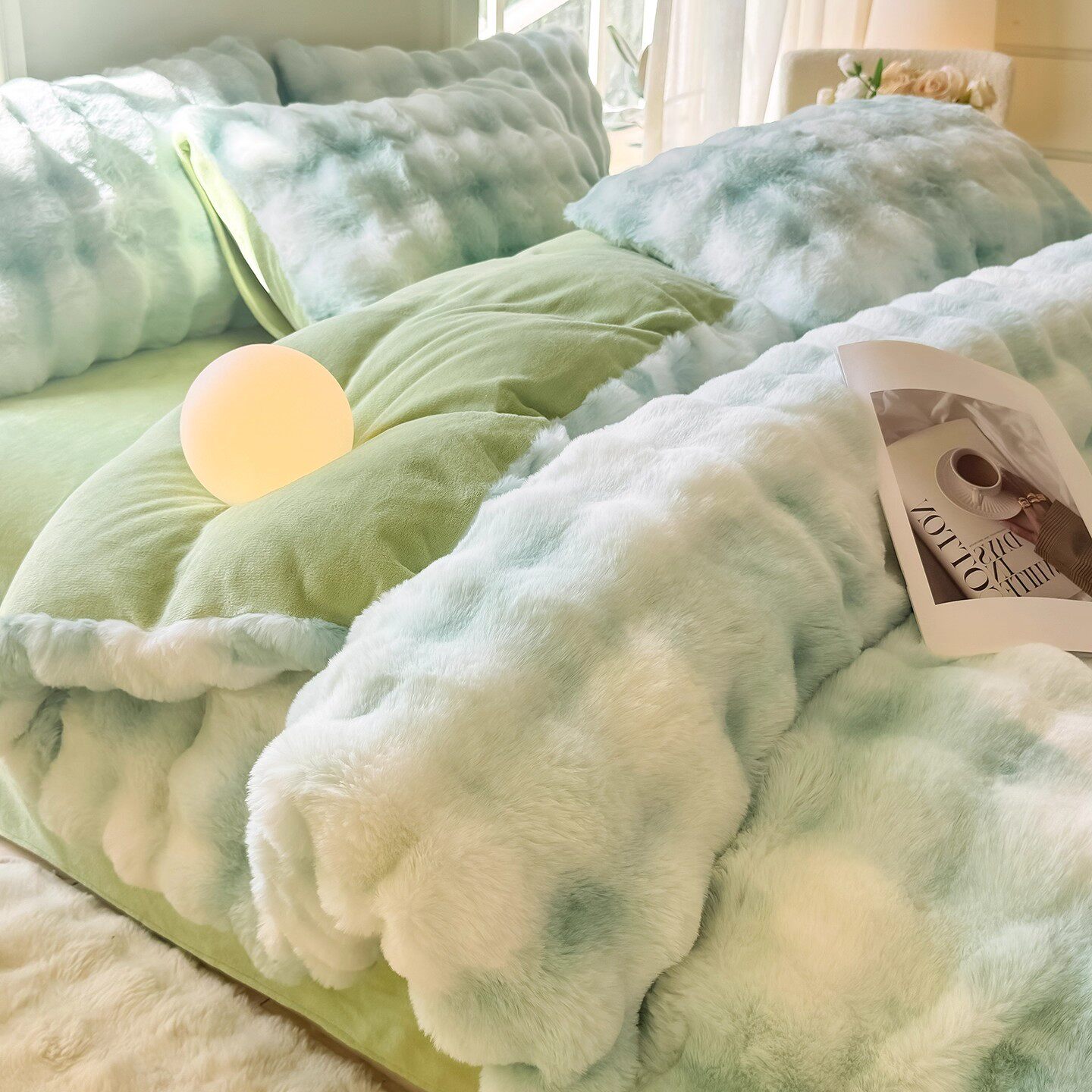 日本进口冬季兔毛绒四件套加厚牛奶绒珊瑚绒被套加绒床单人三件套