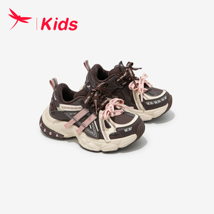 红蜻蜓女童鞋子儿童运动老爹德训鞋2026新款冬加绒大童巨好看女孩