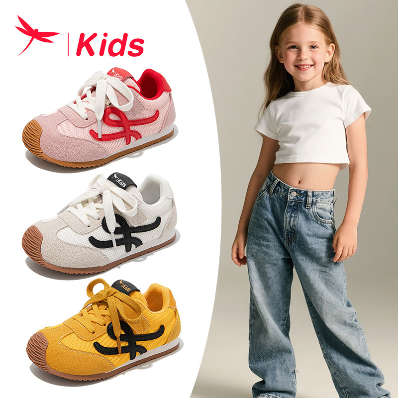 红蜻蜓女童鞋子儿童运动德训鞋2026新款网面透气红色网鞋阿甘夏季