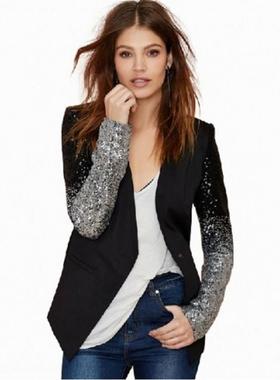Plus size suit jacket for women sequined slim fit casual