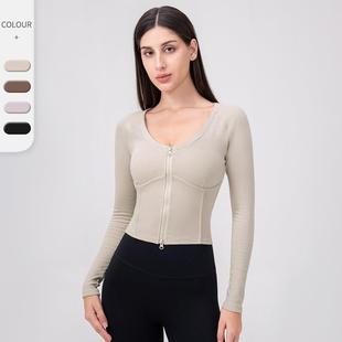 sleeves long fitness running collar sexy wear yoga fit slim
