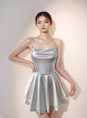 Skirt Short Dress Irregular Backless Suspender Sexy Dress