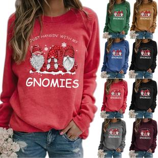neck long loose casual Womens Christmas sleeve round
